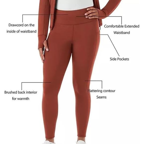 Members Mark Womens Extra Warm Legging Rusty Bronze Size S - Picture 6 of 8